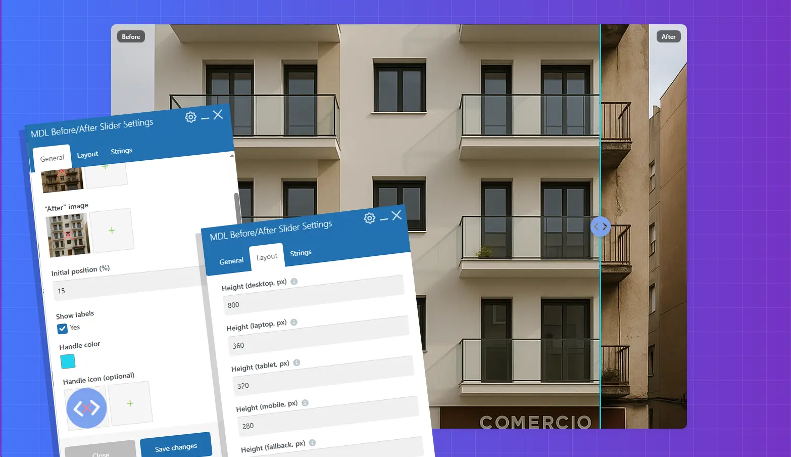 Before/After slider image